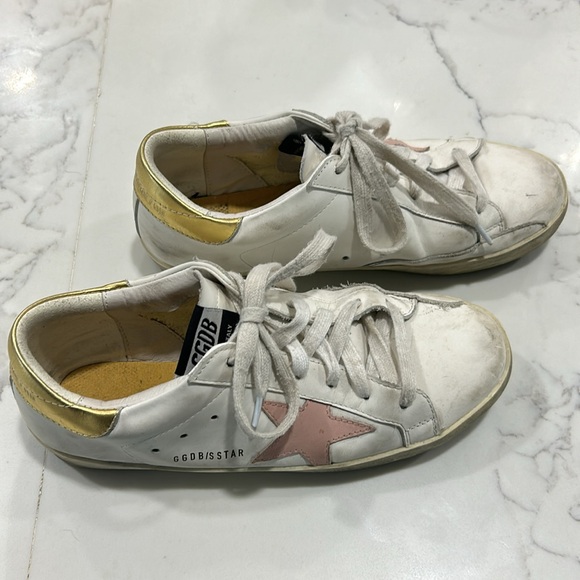 Golden Goose DB Star White Leather Pink Star Gold Back Sneakers. Size 41… - Picture 1 of 17